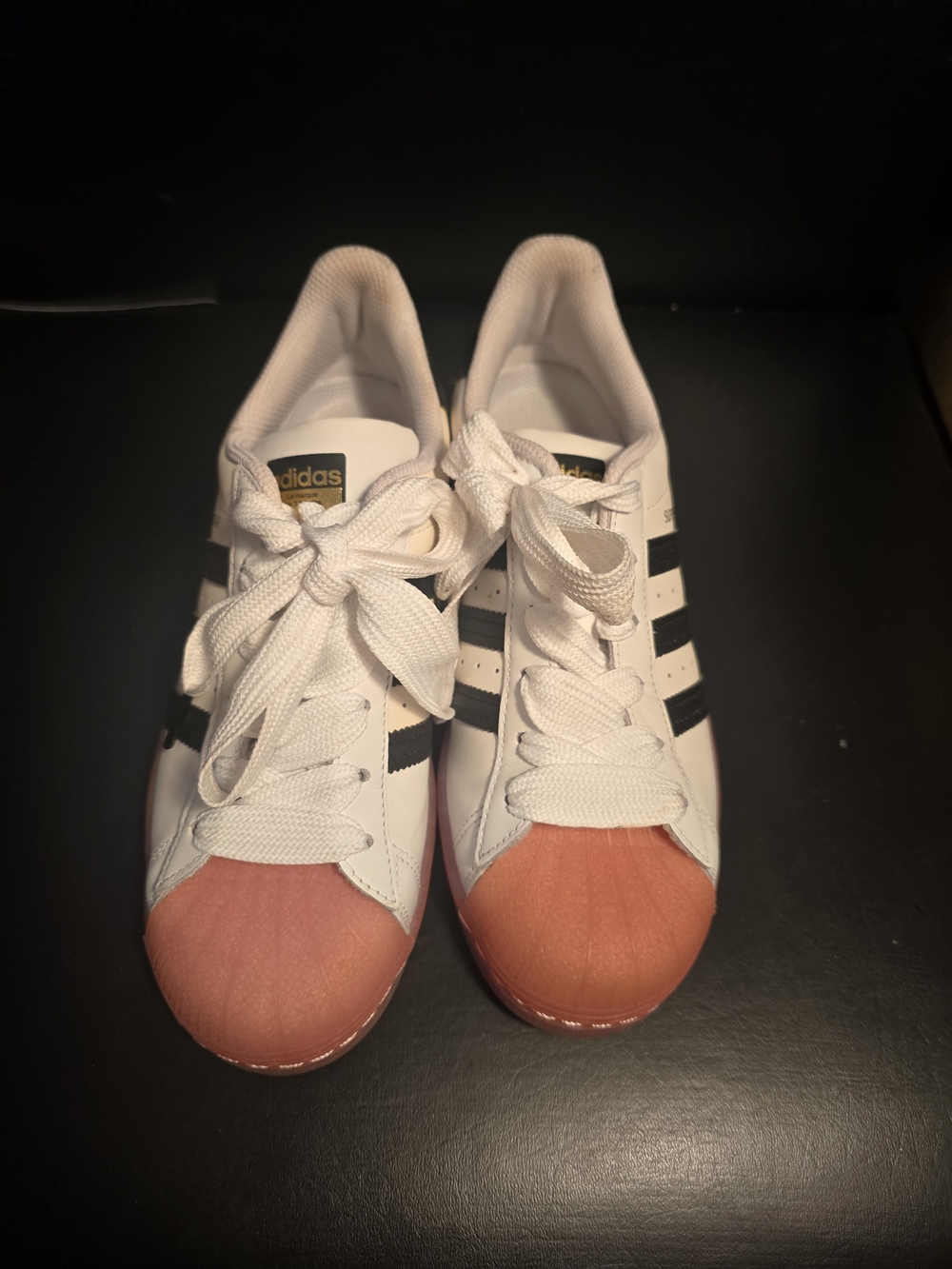 adidas Women’s White & Pink Shell-Toe Sneakers 7.5